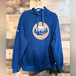Stitches Women's Blue Orange Houston Astros Baseball Hoodie Sweatshirt Large L